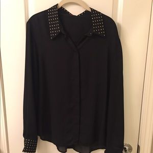 Vince Cumuto Black Tops with Gold Studds